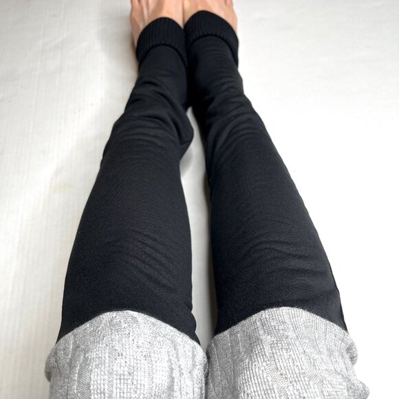 Patchwork Leg Warmers Gray Black Warm Thigh Highs Slouch Socks Fleece Knee Socks - Picture 8 of 11